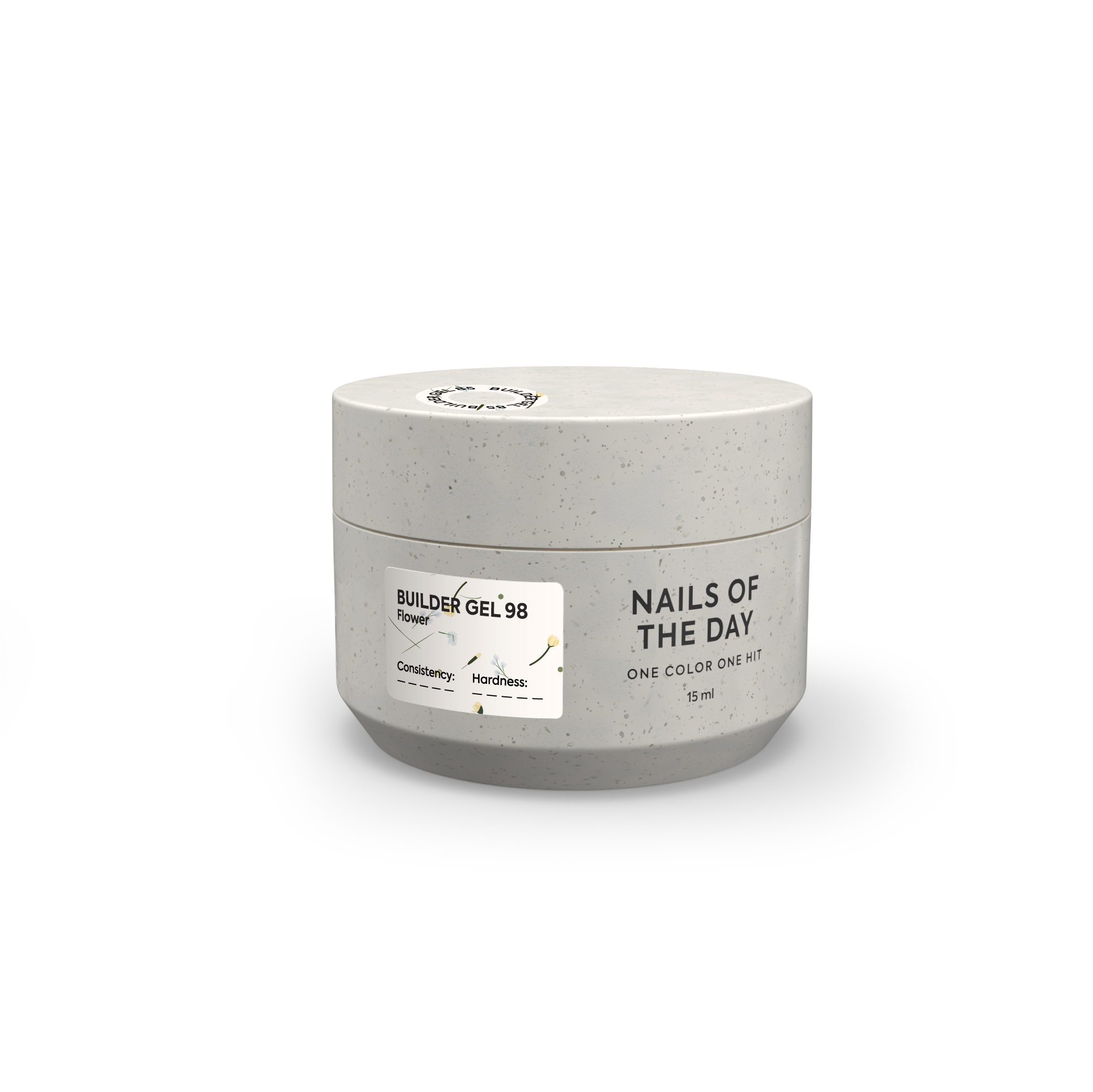 NAILSOFTHEDAY Builder gel 98 — transparent nail extension gel with dried flowers, 15 ml