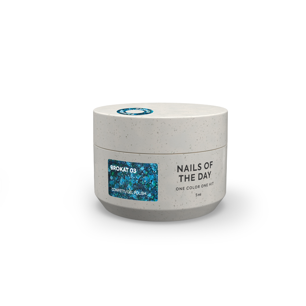 NAILSOFTHEDAY Brokat geel 03 — mitmevärvilise brokaadi ja säraga disaingeel küüntele, 5 g