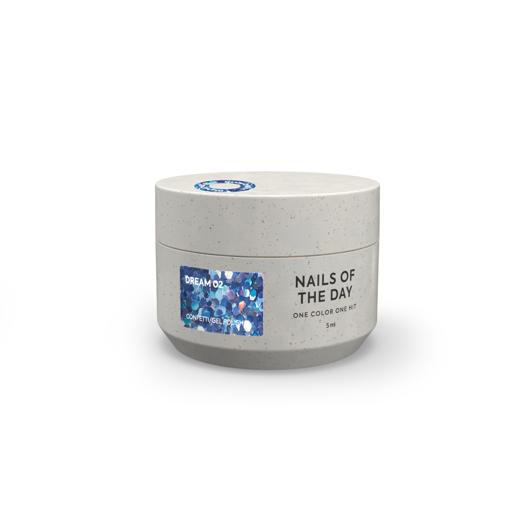 NAILSOFTHEDAY Dream gel 02 — дизайн-гель з неймовірними шестигранниками різного розміру та глітеру для нігтів, 5 мл