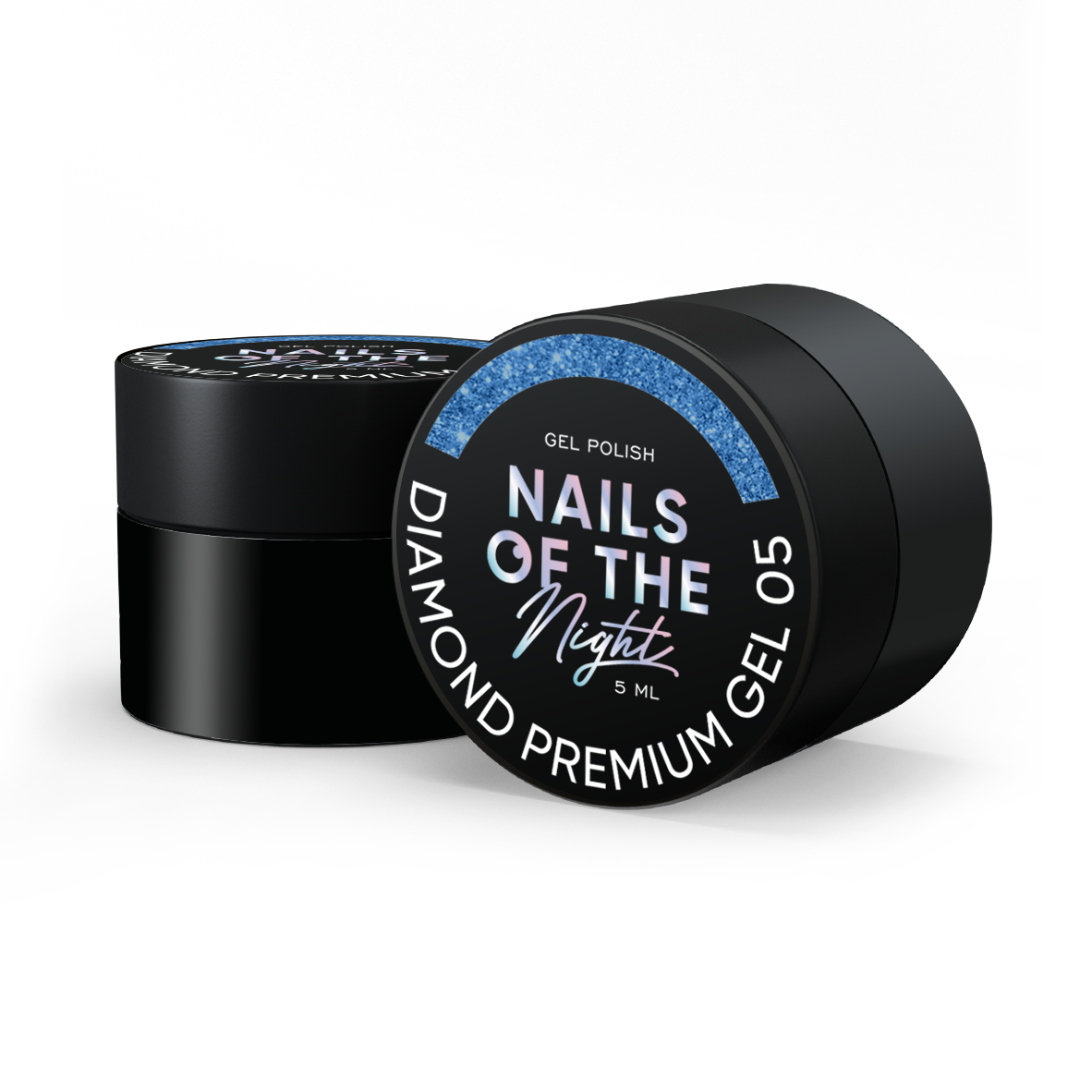 NAILSOFTHENIGHT Diamond Premium gel – gel polish 05 — blue gel polish with fine metallic nail polish, 5 ml