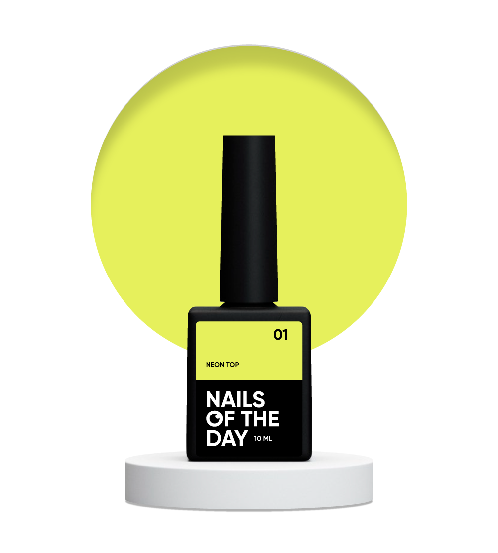 NAILSOFTHEDAY Neon top 01 – neon kollane pealislakk ilma kleepuva kihita küüntele, 10 ml