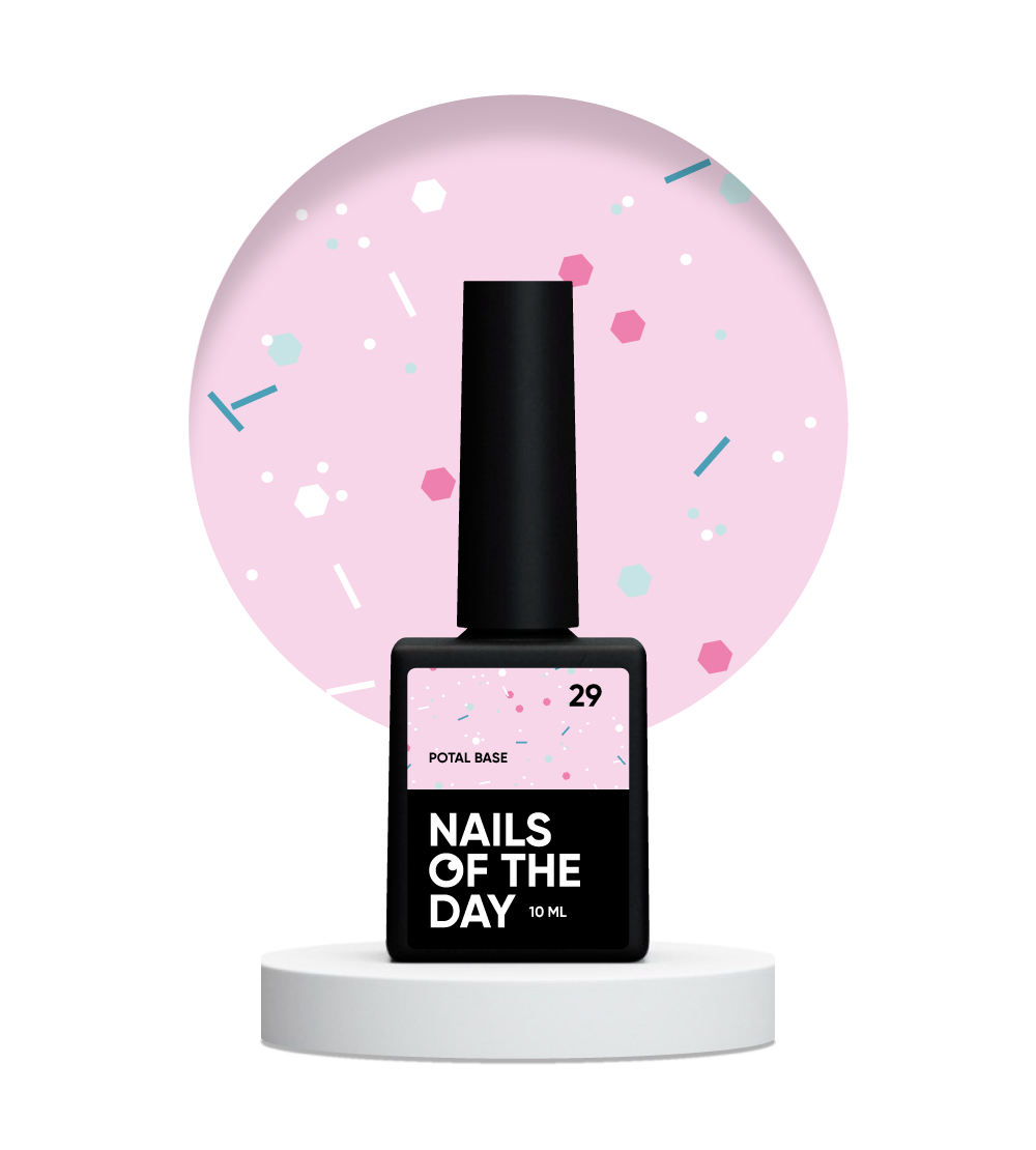 NAILSOFTHEDAY Potal base 29 – piimjas roosa alus neoonsädemetega, 10 ml