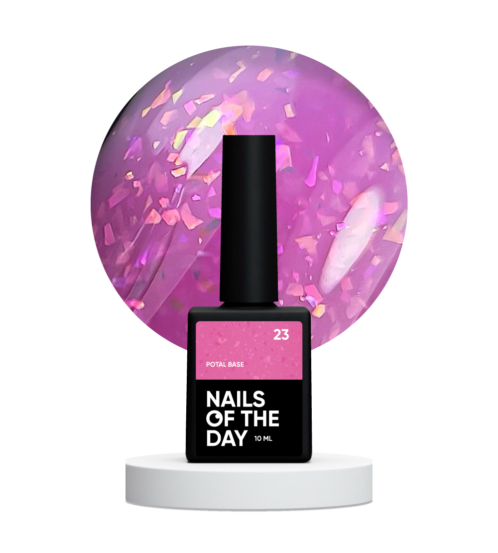 NAILSOFTHEDAY Potal base 23 – fuksia alus holograafilise stiilse potaliga, 10 ml