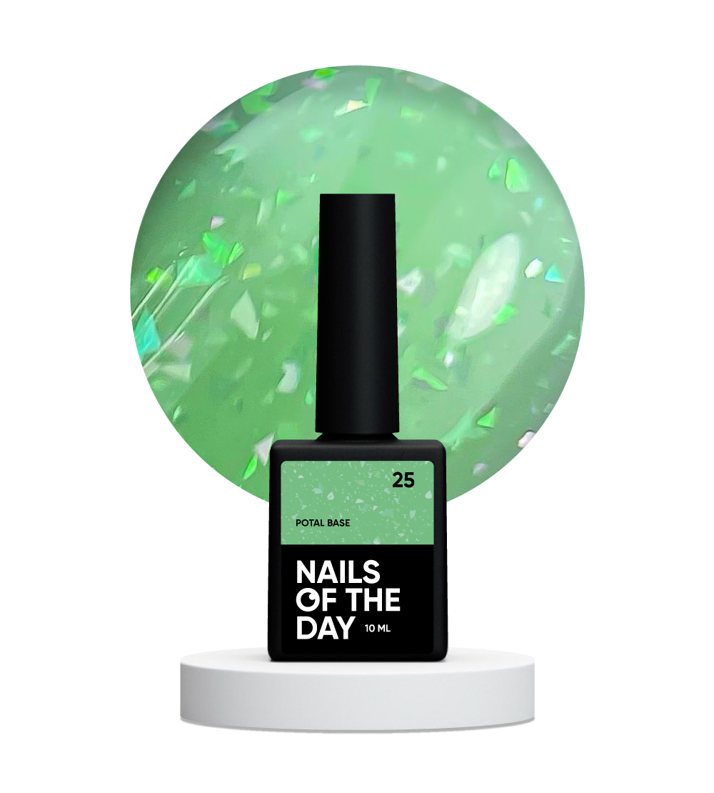 NAILSOFTHEDAY Potal base 25 – stiilse potal holograafiaga laimi/laimi alus, 10 ml