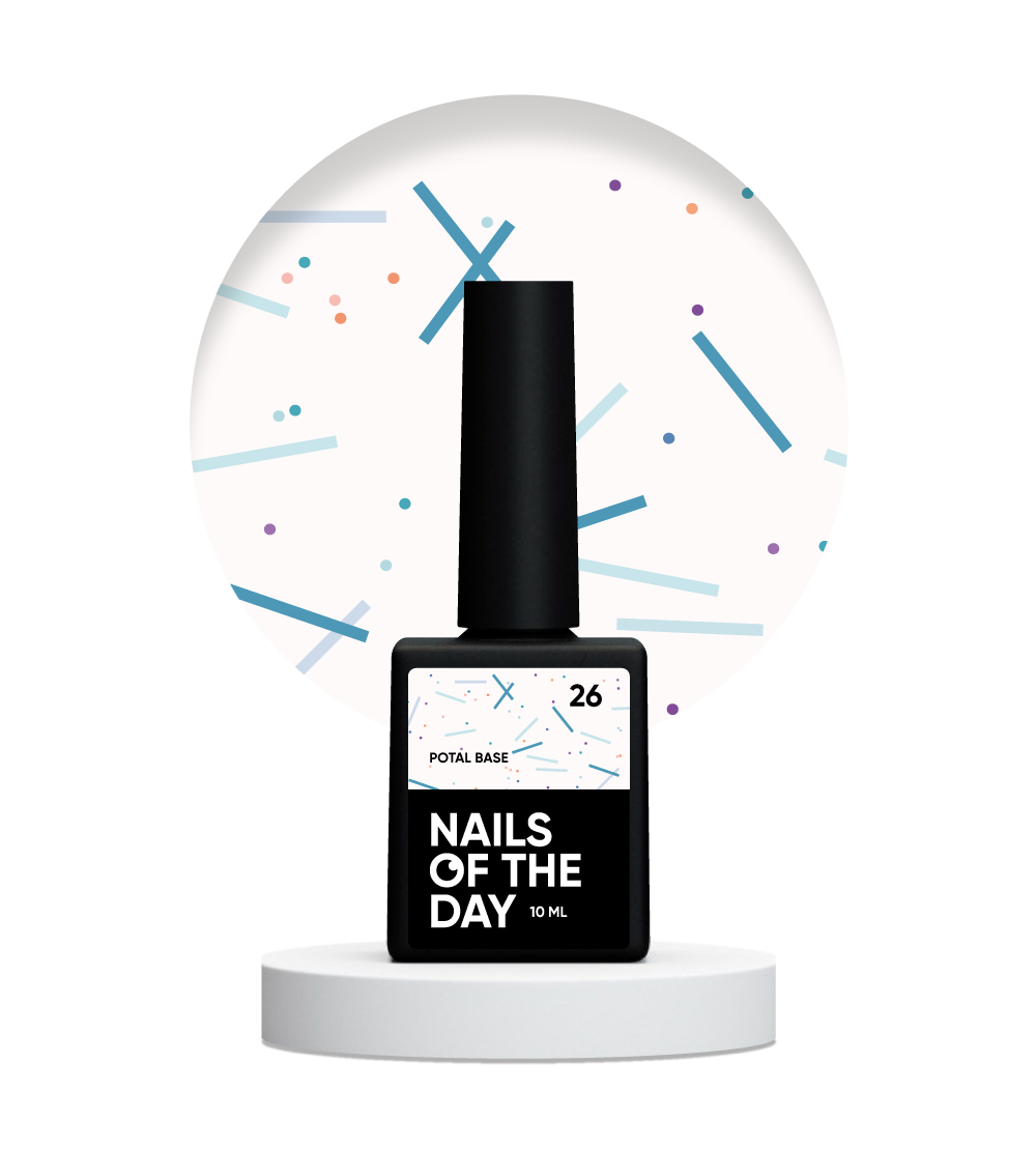 NAILSOFTHEDAY Potal base 26 – vanilje-piimapõhi neoonsädemetega, 10 ml
