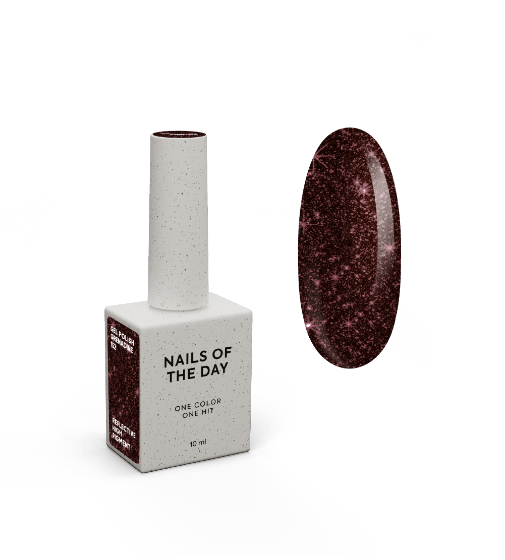 NAILSOFTHEDAY Geellakk Grenadine — Burgundia (granaat) peegeldav geellakk küüntele, 10 ml