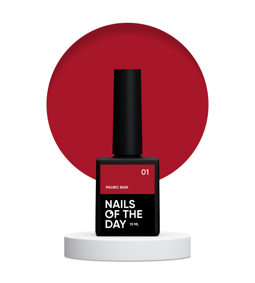 NAILSOFTHEDAY Malbec base 01 – vitraaž sügav punane alus, 10 ml