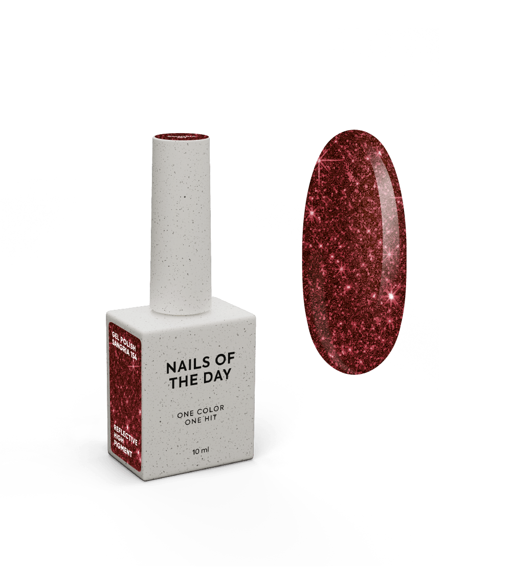 NAILSOFTHEDAY Geellakk Sangria — sügavpunane peegeldav geellakk, 10 ml