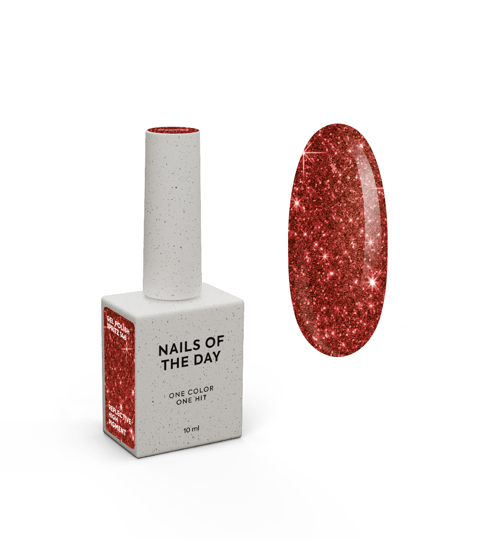 NAILSOFTHEDAY Geellakk Spritz — helepunane peegeldav geellakk, 10 ml