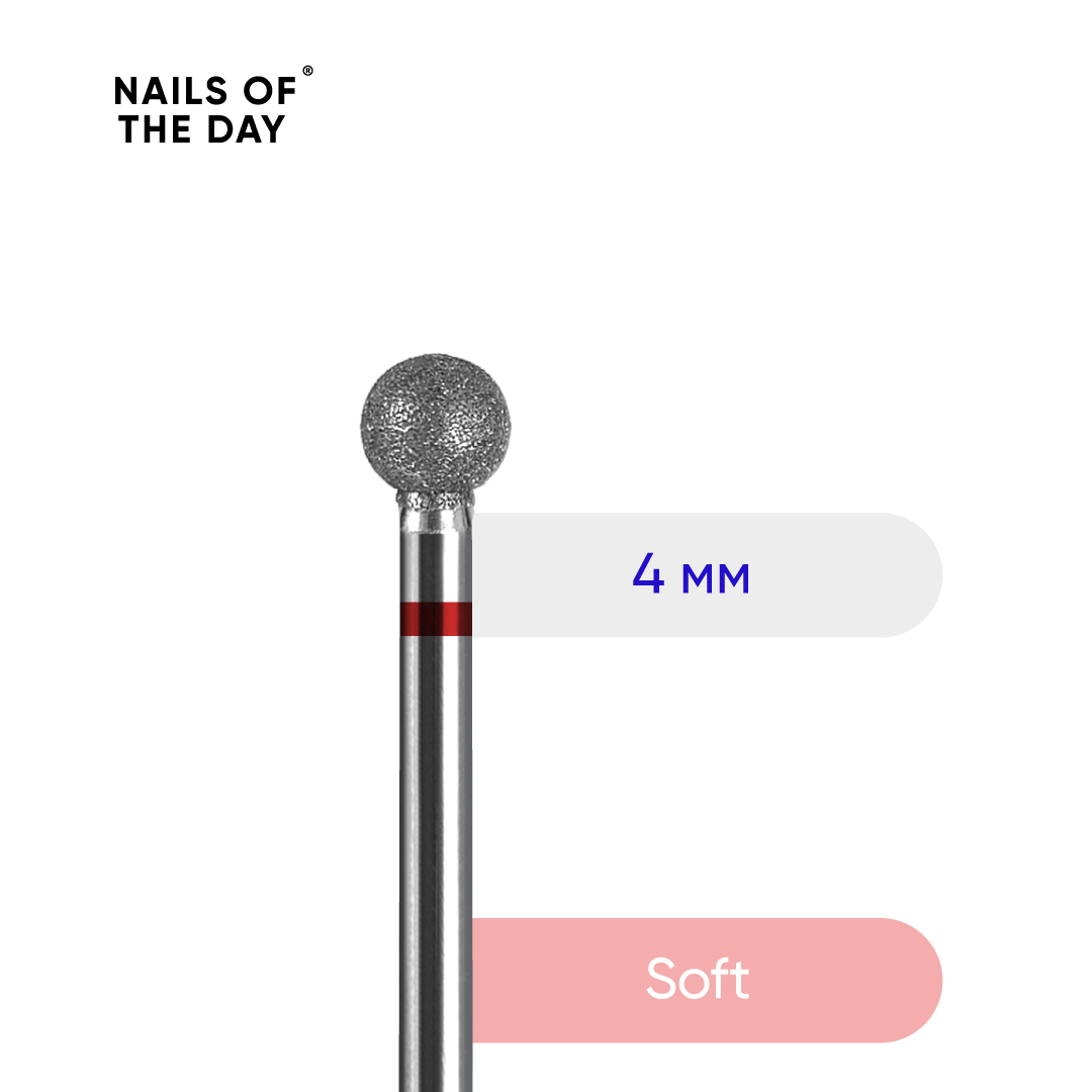 Nailsoftheday kuullõikur - kaubamärgiga teemantkuulilõikur, punane, 4 mm.