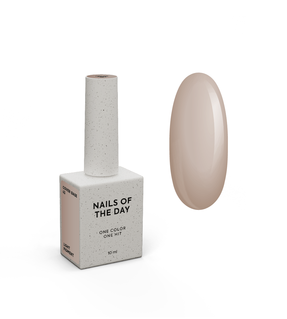 NAILSOFTHEDAY Cover base 43 hele pigment — kergelt pigmenteeritud poolläbipaistev beež aluskate küüntele, 10 ml