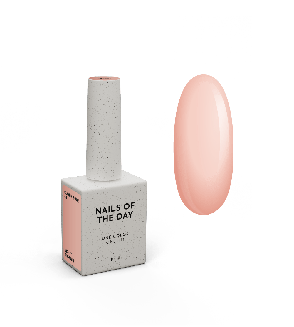 NAILSOFTHEDAY Cover base 45 hele pigment — kergelt pigmenteeritud poolläbipaistev nude aluskate küüntele, 10 ml