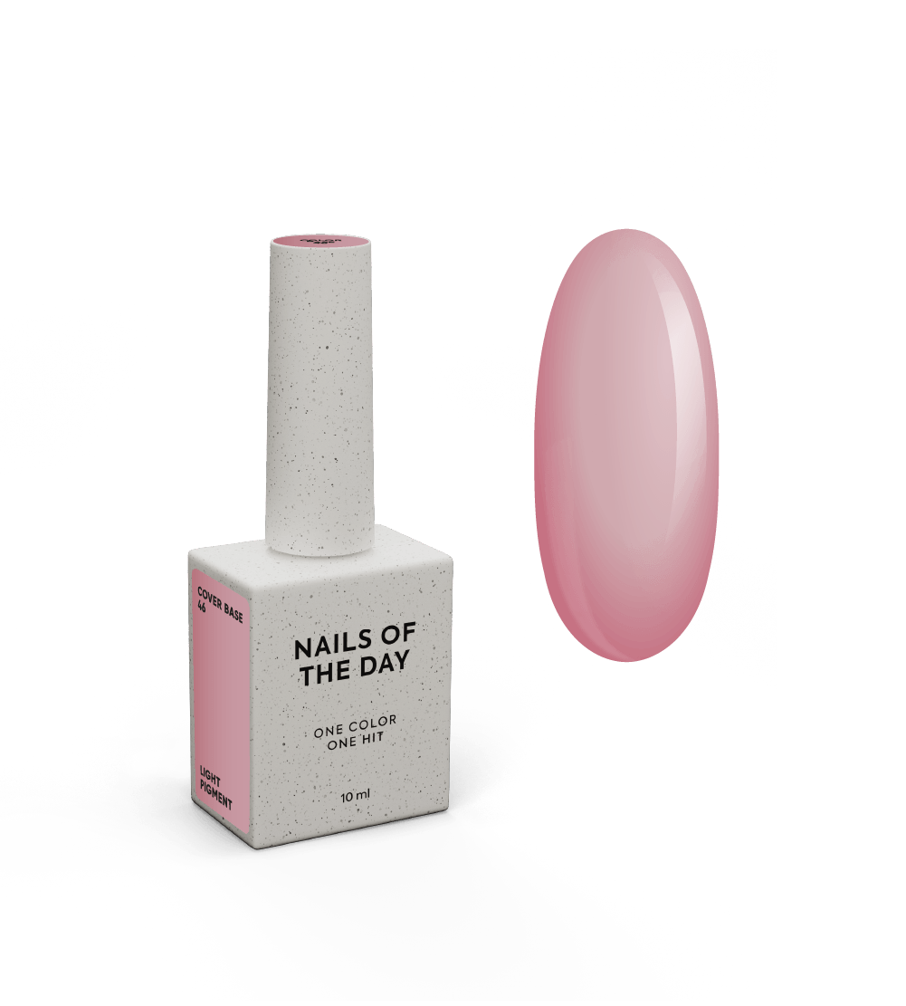 NAILSOFTHEDAY Cover base 46 hele pigment — kergelt pigmenteeritud poolläbipaistev tolmune roosa aluskate küüntele, 10 ml