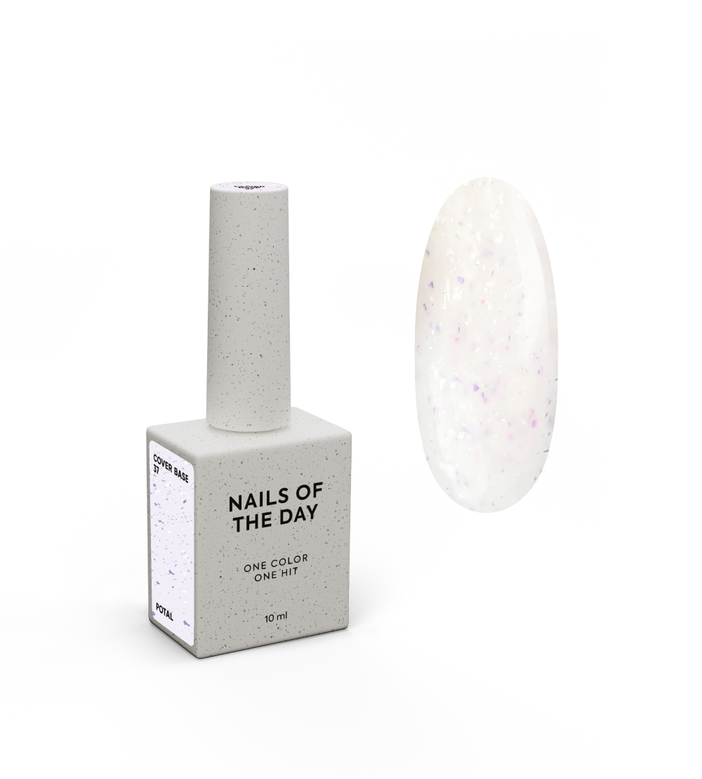 NAILSOFTHEDAY Kattealus 37 potal — piimjas lilla ja hõbedase potal aluskattega küüntele, 10 ml