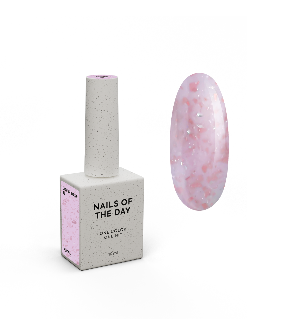 NAILSOFTHEDAY Kattealus 38 potal — roosa-piimjas roosa ja hõbedase potal aluskattega küüntele, 10 ml