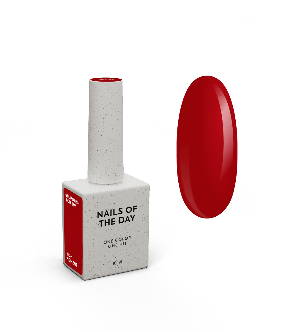 NAILSOFTHEDAY geellakk Rich — ühes kihis kattuv punane geellakk, 10 ml