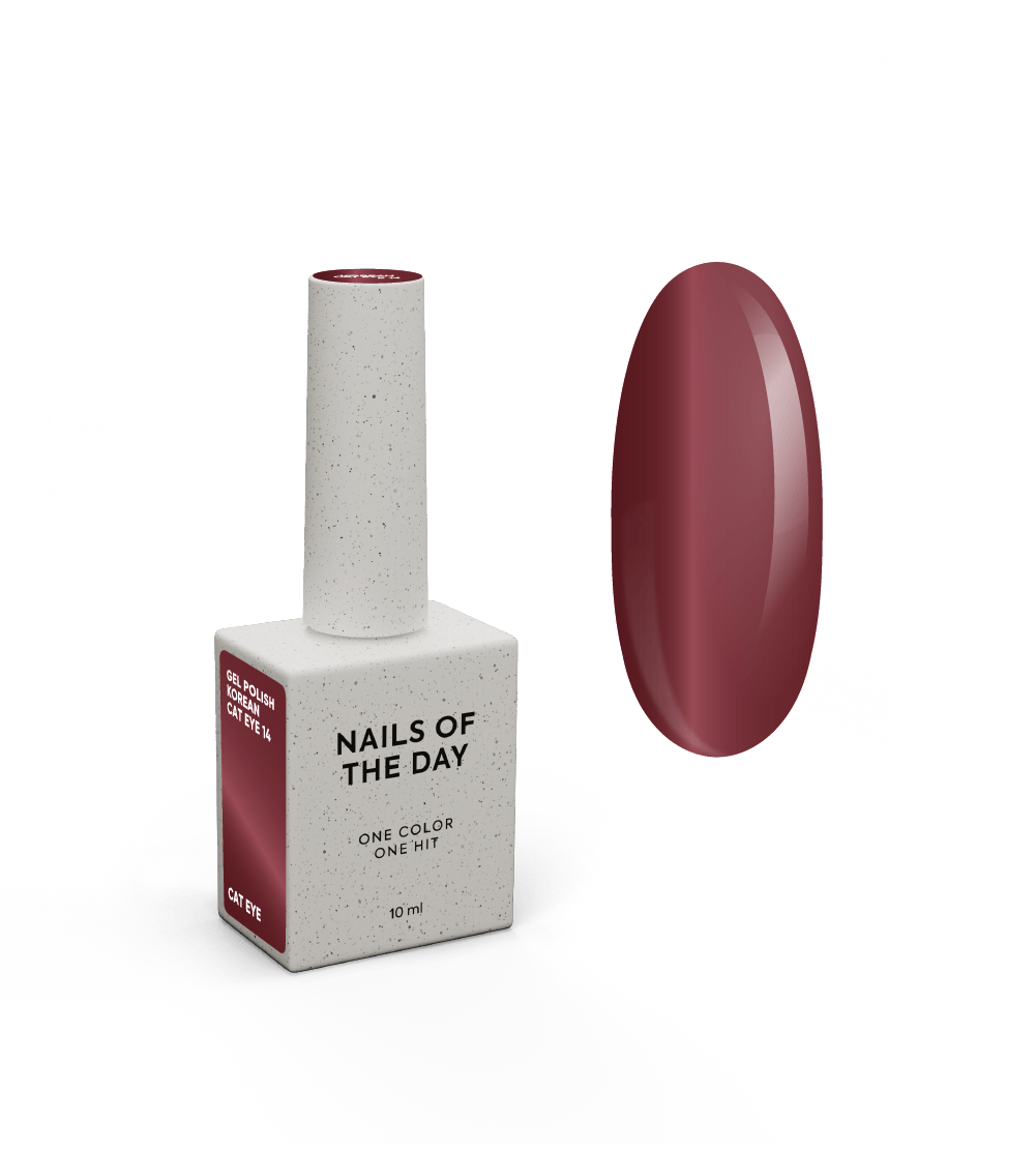 NAILSOFTHEDAY Korea kassisilma 14 – punane kassisilma geellakk, 10 ml