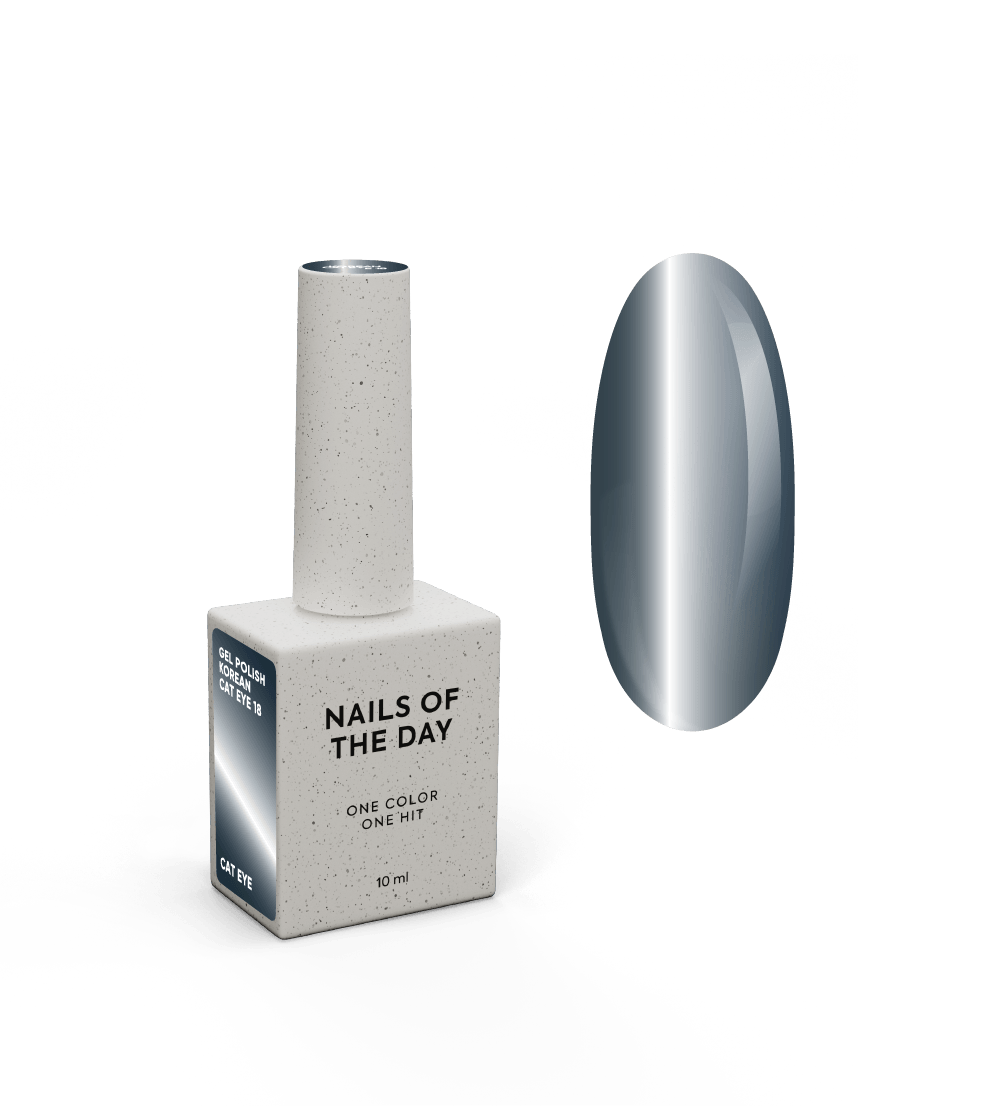 NAILSOFTHEDAY Korea kassisilma 18 - tumesinine ja hall kassisilma geellakk, 10 ml
