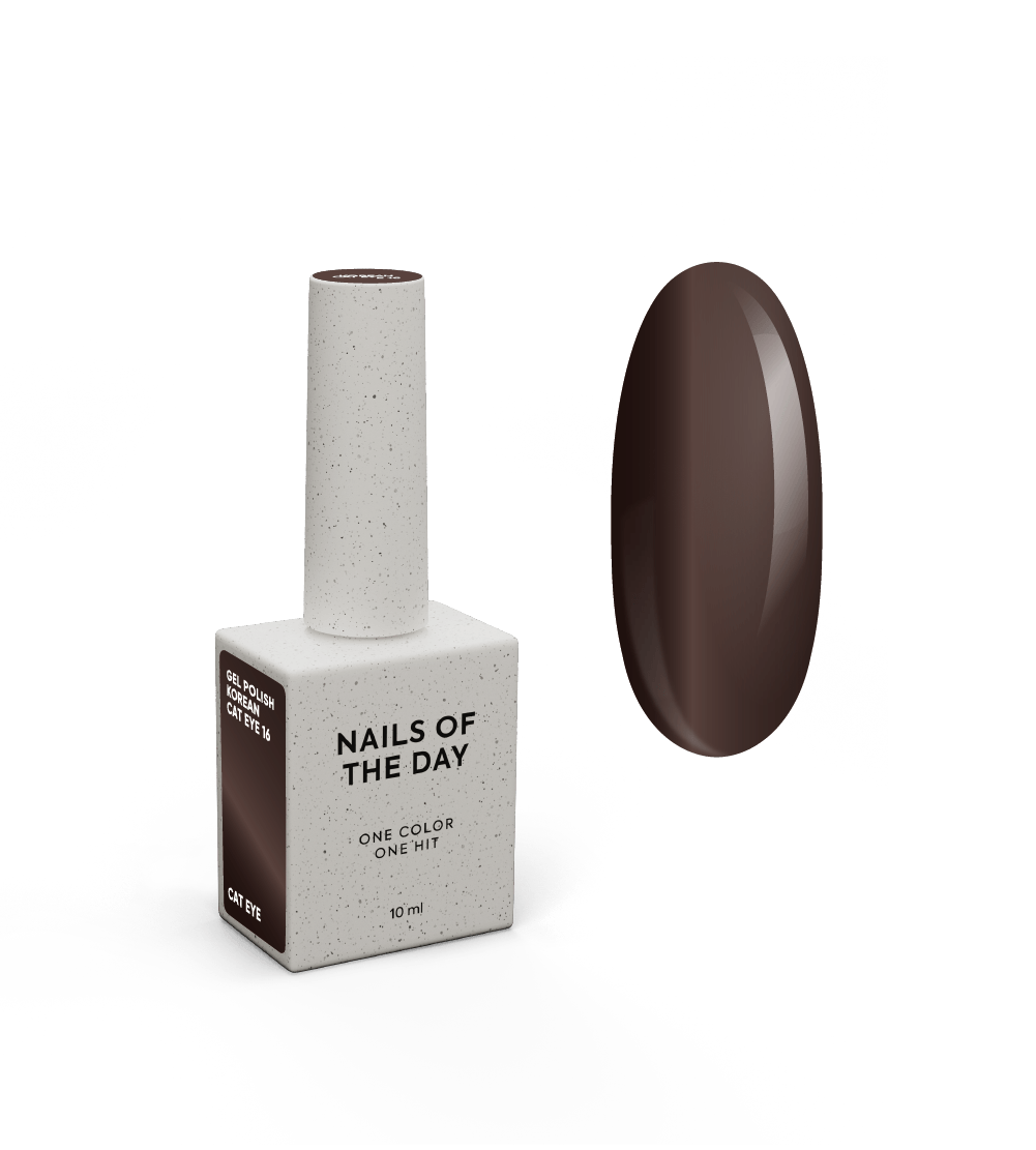 NAILSOFTHEDAY Korea kassisilma 16 – pruun kassisilma geellakk, 10 ml