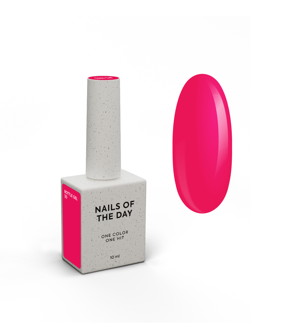NAILSOFTHEDAY Bottle geel 30 - neoon karmiinpunane ülitugev küünte tugevdav geel, 10 ml
