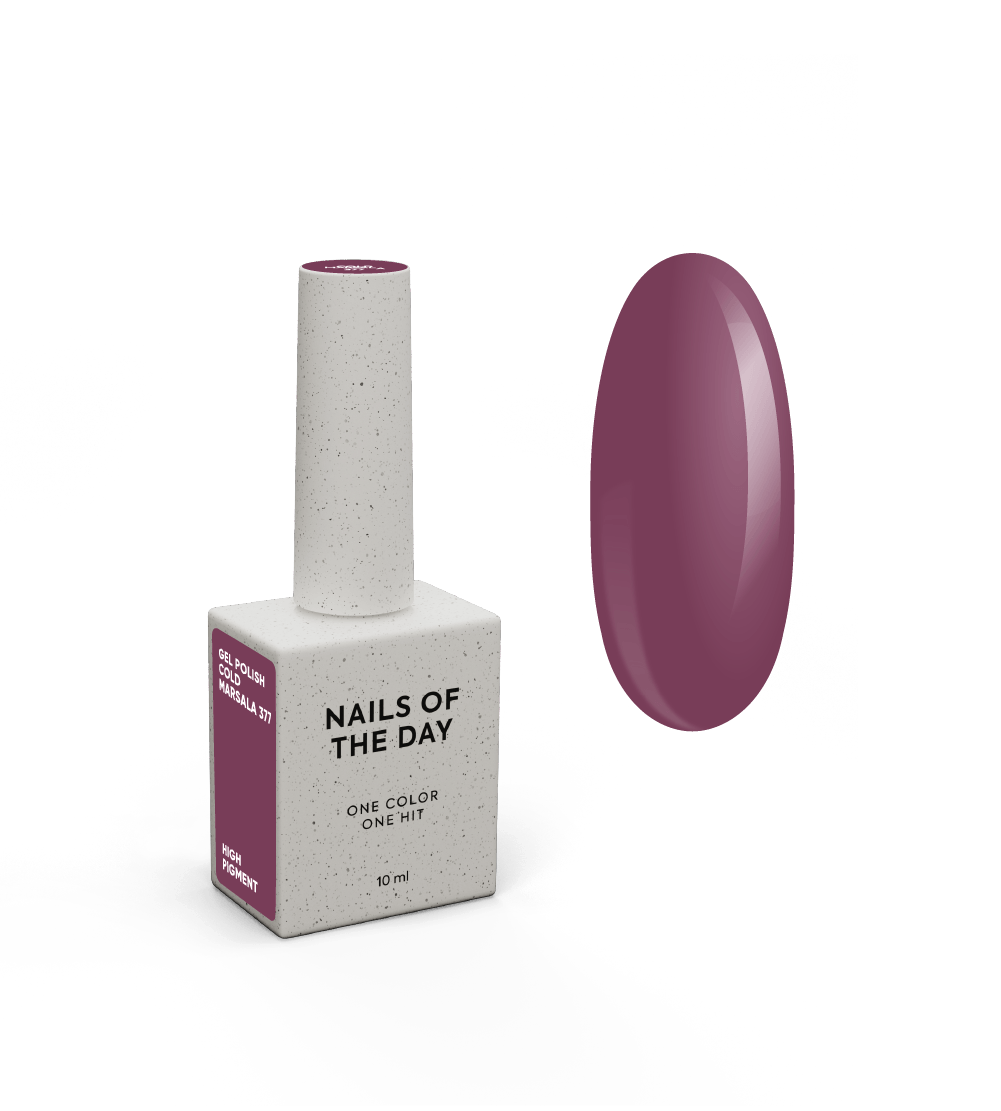 NAILSOFTHEDAY Geellakk Cold Marsala — ühes kihis kattuv hele bordoopunane geellakk, 10 ml