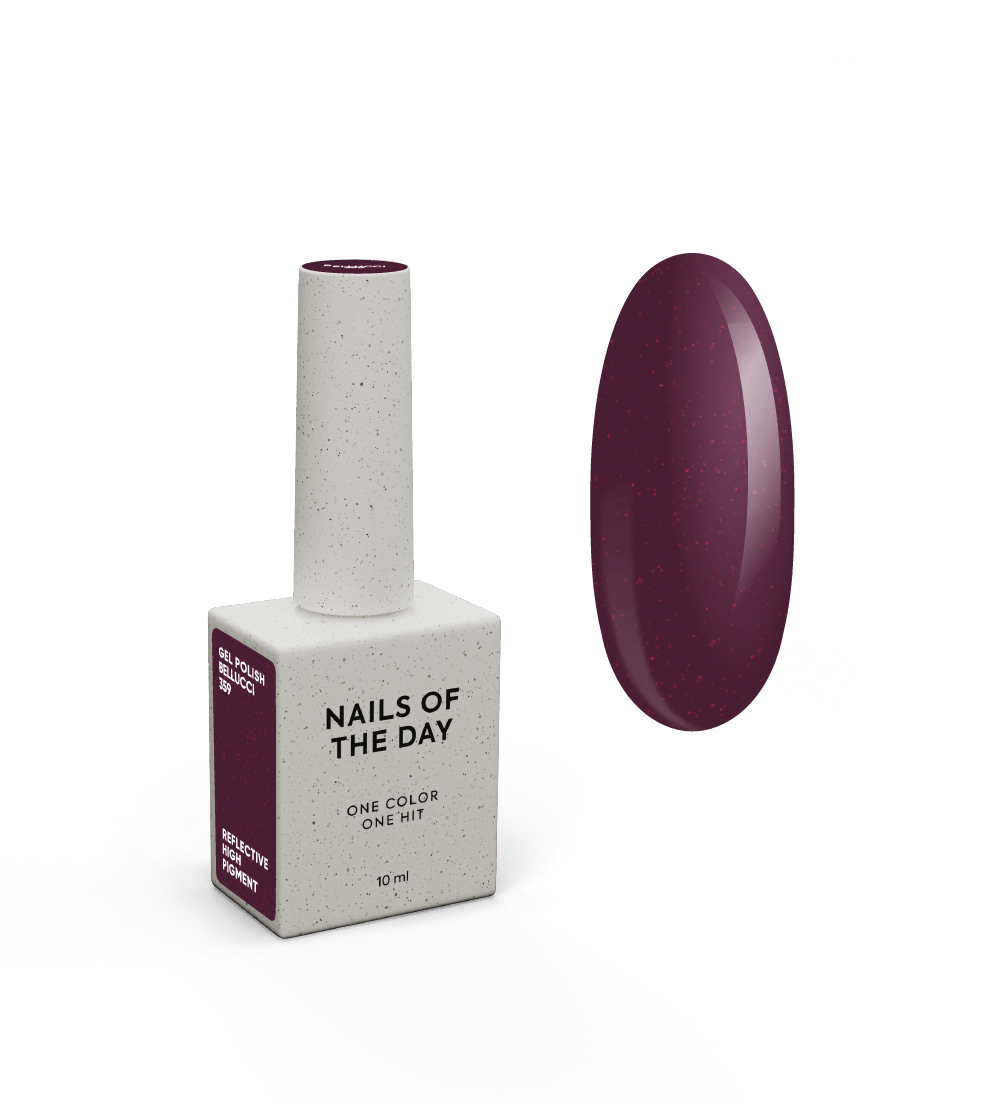 NAILSOFTHEDAY Geellakk Bellucci — ühes kihis kattuv Burgundia helkur geellakk, 10 ml