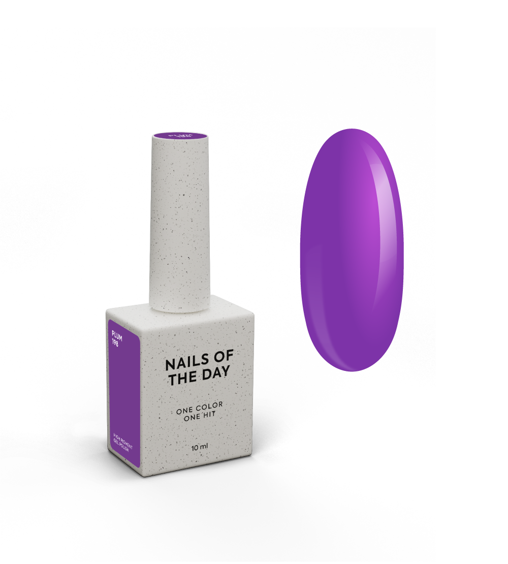 NAILSOFTHEDAY Geellakk Plum — ühes kihis kattuv ploomi-lilla geellakk, 10 ml