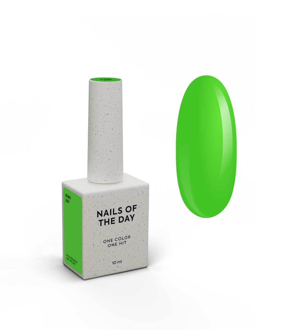 NAILSOFTHEDAY Geellakk Kiwi — ühes kihis kattuv neoonroheline geellakk, 10 ml