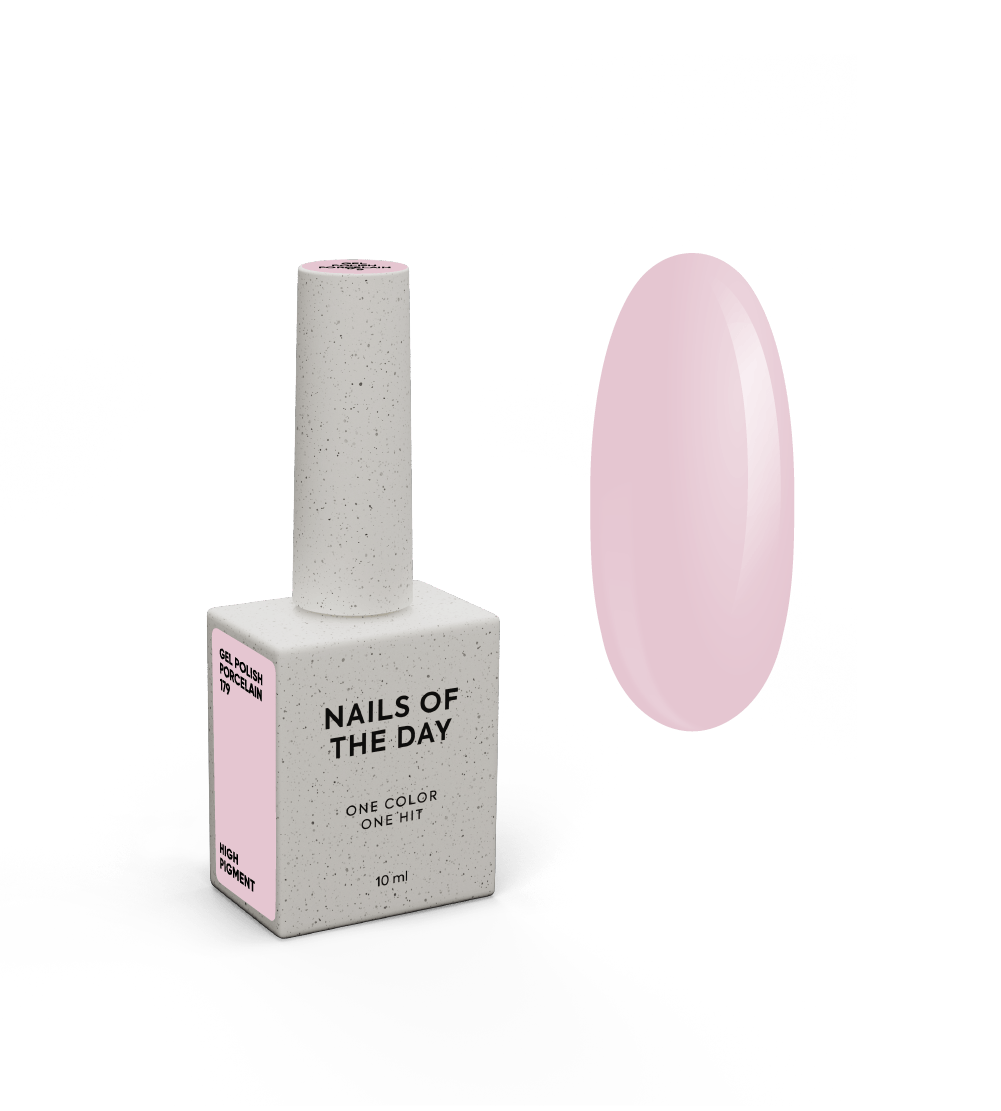 NAILSOFTHEDAY Gel Polish Porcelain 179 — õrn roosa-puudrine geellakk, 10 ml