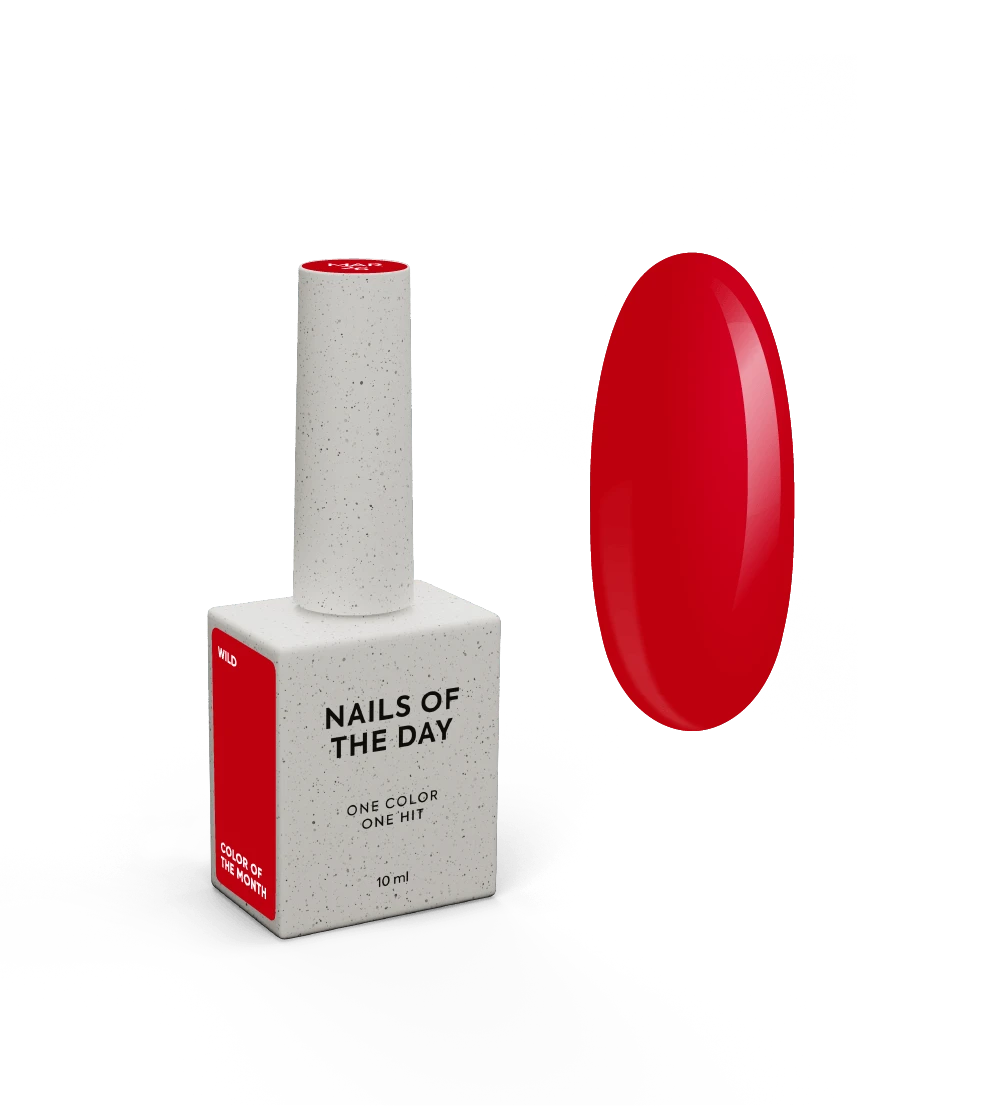 NAILSOFTHEDAY Color of the Month March Wild — неукротимый красный гель-лак, перекрытие в один слой, 10 мл