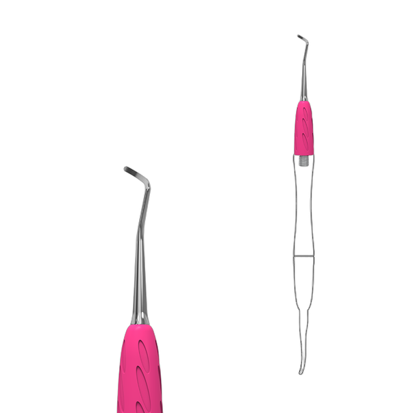 STALEKS PRO Combo UNIQ 32 Pedicure Curette (Right Curve) — Replaceable Pusher Head
