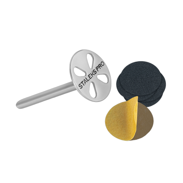 Pikendatud pedikyyriketta alus STALEKS PRO EXPERT PODODISC S 15 mm koos 180 grit vahetusfailidega (5 tk)