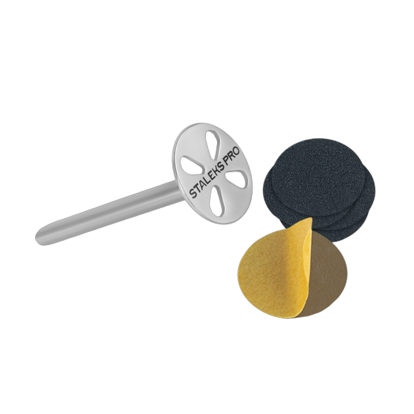 Pikendatud pedikyyriketta alus STALEKS PRO EXPERT PODODISC XS 10 mm koos 180 grit vahetusfailidega (5 tk)