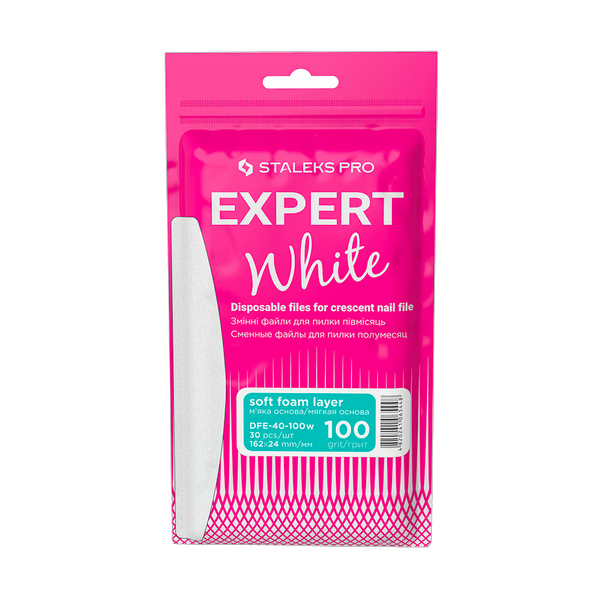 Vahetatavad valged failid poolkuuviilile pehmel alusel 100 grit STALEKS PRO EXPERT 40 30 tk