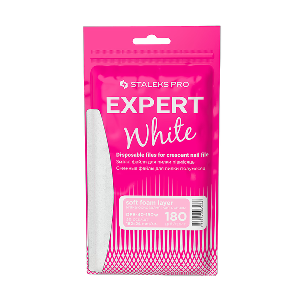 Vahetatavad valged failid poolkuukujulisele viilile pehmel alusel 180 gritti STALEKS PRO EXPERT 40 30 tk
