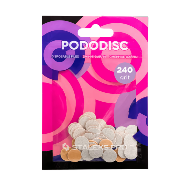 Vahetusfailid valged pediküürikettale 240 grit STALEKS PRO EXPERT PODODISC XS 50 tk