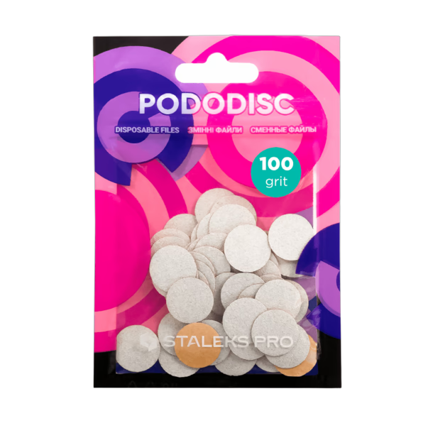 Vahetusfailid valged pediküürikettale 100 grit STALEKS PRO EXPERT PODODISC S 50 tk
