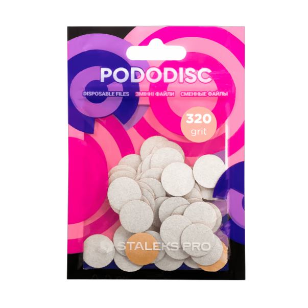 Vahetusfailid valged pediküürikettale 320 grit STALEKS PRO EXPERT PODODISC S 50 tk
