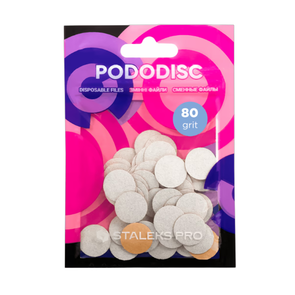 Vahetusfailid valged pediküürikettale 80 grit STALEKS PRO EXPERT PODODISC S 50 tk