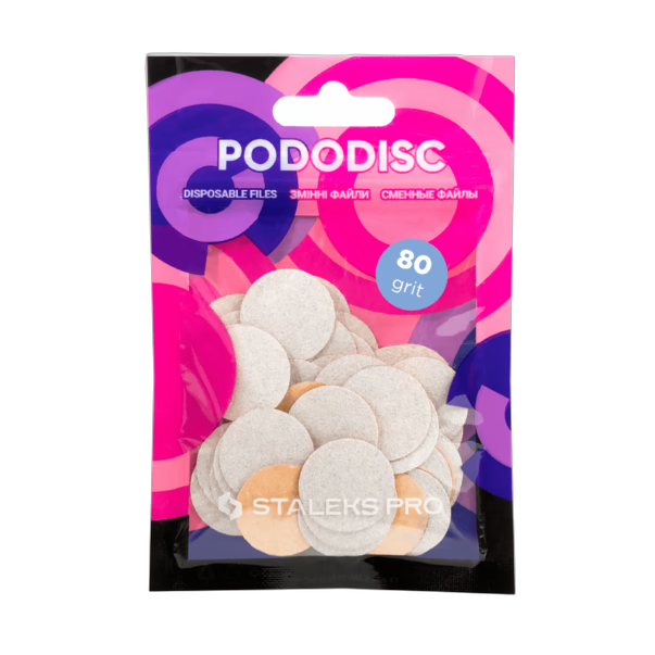 Vahetatavad valged failid pedikuurikettale 80 grit STALEKS PRO EXPERT PODODISC M 50 tk