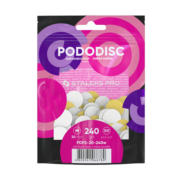 STALEKS PRO EXPERT PODODISC M valged vahetusfailid pehmel alusel 240 gritti 50 tk