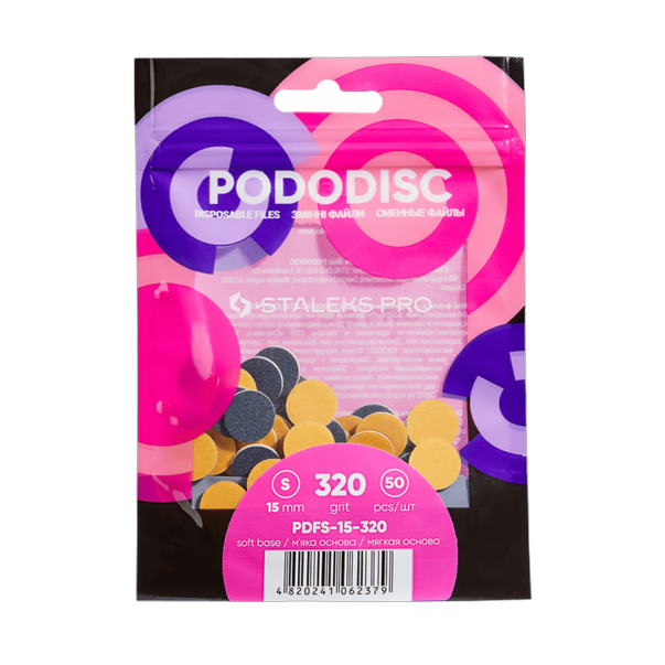 Vahetusfailid pedikyyrsetile pehmel alusel 320 grit STALEKS PRO PODODISC S, 50 tk