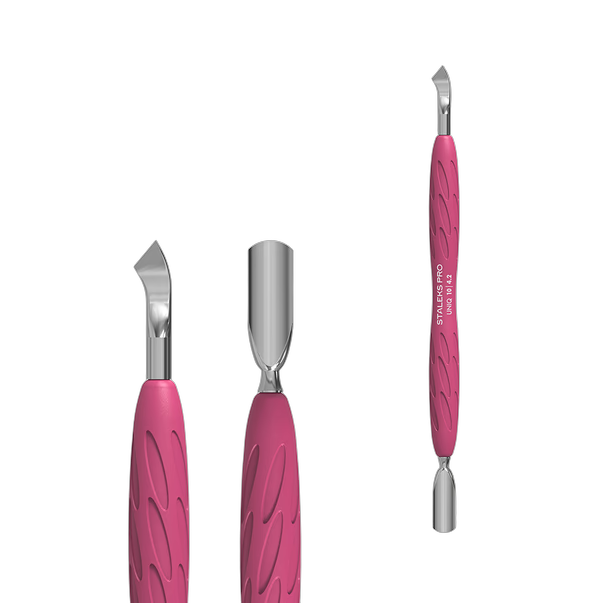 STALEKS PRO UNIQ 10 TYPE 4.2 Manicure Spatula — Pusher and Angled Blade with Silicone Handle