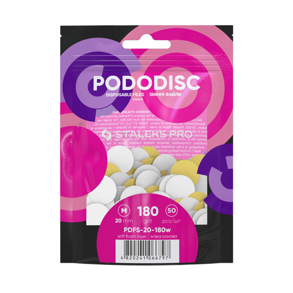 STALEKS PRO EXPERT PODODISC M valged vahetusfailid pehmel alusel 180 gritti 50 tk