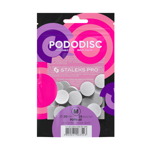 Svamm-poleerimisfail pediküürikettale STALEKS PRO PODODISC M Expert 25 tk