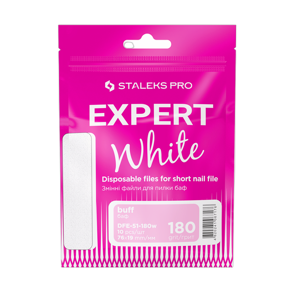 Vahetatavad valged failid luehikesele viilile vahtarusel 180 grit STALEKS PRO EXPERT 51, 10 tk