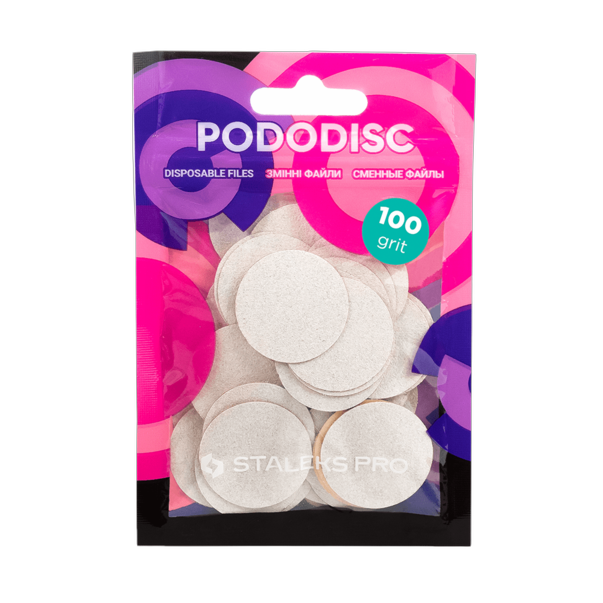 White Replacement Pads for Pedicure Disc 100 Grit STALEKS PRO EXPERT PODODISC L 50 pcs