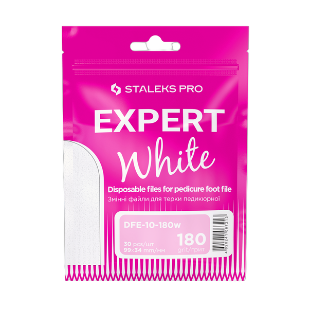 Valged vahetusviilid pediküüririivile 180 gritti STALEKS PRO EXPERT 10, 30 tk