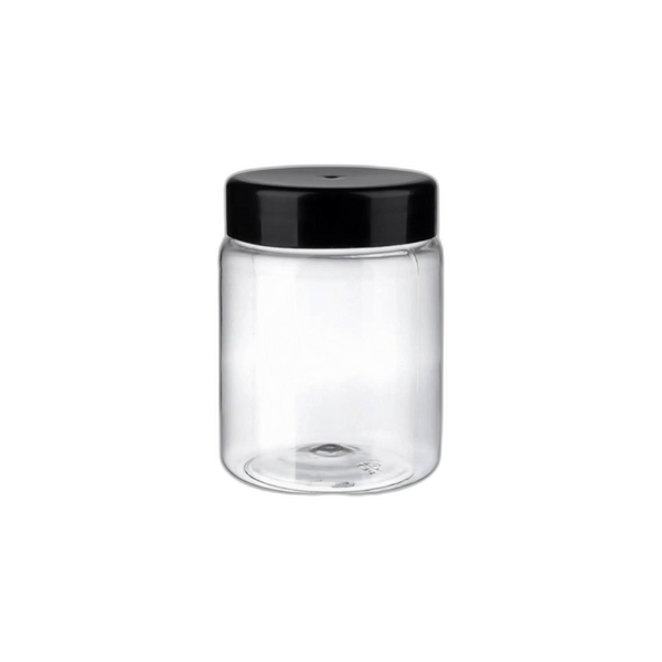 Läbipaistev musta kaanega purk kreemi jaoks 250 ml