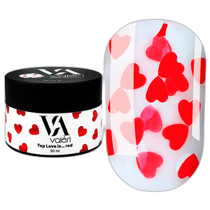 Geellakk Valeri Top Love on... Punane (läbipaistev punaste südamekestega), 30 ml
